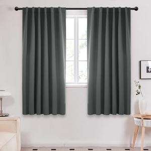 Deconovo Rod Pocket and Back Tab Curtains Room Darkening Curtain Blackout Thermal Insulated Window Curtains for Bedroom 52Wx63L Inch Dark Grey 2 Panels (52"W x 63"L (Pack of 2))