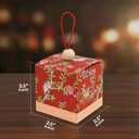 HannaFires 50PCS Chinese Wedding Double Happiness Favors - Red Floral Candy Treat Gift Boxes with Handle, Chinese Style Party Favor Boxes for Guests, Engagement, Wedding & Celebration