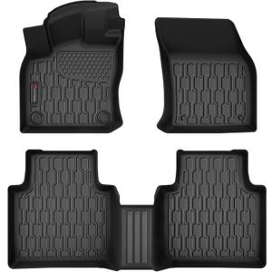 Floor Mats Compatible with Volkswagen VW Tiguan 2018-2024, All Weather TPE Floor Liners, Custom Fit Car mats, 1st & 2nd Row, Black