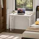 Folding Table Computer Desk - 35.8" No Assembly Folding Desk Design and Foldable Office Desk, Small Desk for Bedroom, Compact Storage Portable Use for Dorm and RV Small Space, White Ash