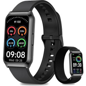 Smart Watches for Women Men,7 Day+ Battery,Aluminium Case with Blood Oxygen/Heart Rate/Step Counter/Calories,Activity Sleep Tracker,IP68 Smart Pedometer Watch for Android&iOS Black