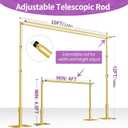 12x10ft Double Crossbar Pipe and Drape Stand Kit, Heavy Duty Backdrop Stand Adjustable, Sturdy Metal Back Drop Decoration Frame with Flat Base for Parties, Wedding,Trade Shows, Photo Shoot - Gold