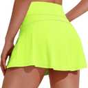 PINSPARK Tennis Skirts for Women Pleated Athletic Skort Lightweight Golf Skirts with Shorts Pocket Workout Pickleball (XS, Green Citrine)