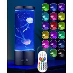 Pawfly 11 inch Jellyfish Lamp USB-C Powered LED Jellyfish Light with 4 Lighting Modes & 17 Color Changing Effects Table Mood Lamp Night Light for Home Office Decoration Gift for Birthday Easter