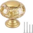 Chicwing 30 Pack Gold Dresser Knobs, 13/8 Inch(36mm) Decorative Crystal Cabinet Drawer Knobs, Vintage Round Gold Knobs and Pulls with Two Different Sizes Screws for Easy Installation