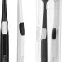 Travel Toothbrush, Extra Soft Toothbrushes for Adults, New 10k Micro Fine Nano Bristles for Sensitive Gums, Packed in Portable Case, Travel Toothbrush - Pack of 2 (Black and White)
