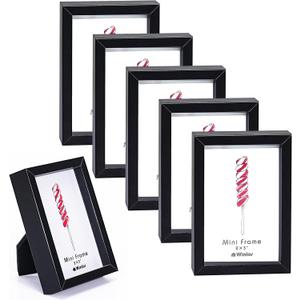 Winlor Small Picture Frames, Mini Size Baby Photo Frame, 2x3'', Set of 6, For Tabletop Home Decor, Polaroid Picture Frame with Soft Magnet, Cute Refrigerator Magnets, Black