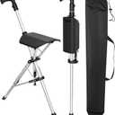 Walking Cane with Seat, 2-in-1 Lightweight Walking Stick Chair for Seniors Adults, 265 lbs Heavy Duty Anti-Slip Trekking Pole with Foldable Seat, Portable Cane Chair for Hiking Camping Fishing Travel, One Size