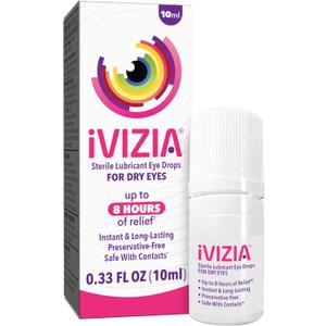 iVIZIA Sterile Lubricant Eye Drops for Dry Eyes, Preservative-Free, Moisturizing, Dry Eye Relief, Contact Lens Friendly, 0.33 fl oz Bottle