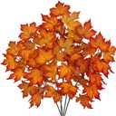 35.4 inch Artificial Orange Maple Leaves Branch Fake Maple Shrubs Faux Fall Branches for Home Floral Arrangement Autumn Festival Thanksgiving Fall Leaf Decor-5 Pack