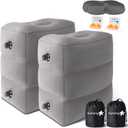 Sunany Inflatable Travel Foot Rest Pillow, Airplane Bed for Kids and Toddler, Adjustable Height Portable Elevating Leg, Trains, Cars, Home, Office (2 Pack)