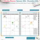 2026 Planner, Weekly and Monthly Calendar Planner from January 2026 - December 2026, 8.5" x 11" Hardcover Leather Hourly Appointment Book with Tabs, Spiral Daily Planners for College School Work Home, Sky Blue (A4)