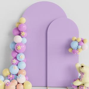 Putros Wedding Arch Cover 7.2FT, 6FT Lavender Spandex Fitted Round Top Chiara Backdrop Stand Covers 2 Set for Wedding Birthday Party Decoration