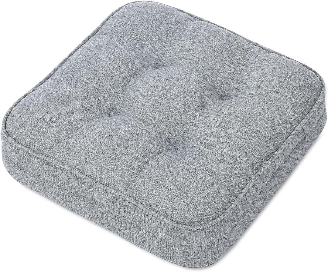 GOFORIT Memory Foam Seat Cushion，Kitchen Chair Cushions for Dining Chairs,Non-Slip Chair Pads with Removable Cover, 16'' x 16'', Grey, 16''x16''x3.5''