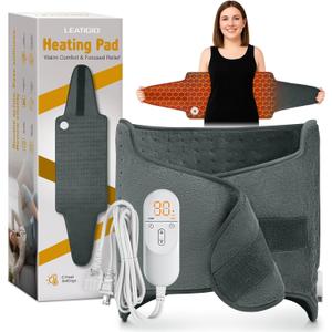 Heating Pad for Back, Electric Heating Pad for Period Cramps, Wrap Around Heated Pad for Waist Stomach Neck Shoulders with Belt, Anniversary & Birthday Gifts for Women Men Mom Dad Wife Husband (Gray)
