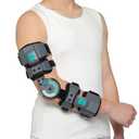 Hinged Post Op Elbow Brace, Adjustable Range of Motion Support Stabilizer for Dislocated Arm, Post Tendon Injury & Surgery Pain Relief Recovery, Right (Green)