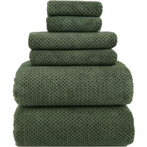 YTYC 39x78 Inch Oversized Bath Sheets Extra Large Bath Towels Set of 6 Super Soft Luxury Microfiber Shower Towels for Bathroom 80% Polyester(Olive Green,6 Piece)