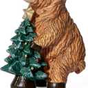 RM ROOMERS Christmas Highland Cow Decor Resin Highland Cow Figurines with Santa Hat Scarf & Tree for Tabletop Shelf Mantel Home Christmas Decoration (Set of 2, 5.39" & 4.48H) (Brown & Red & Green)