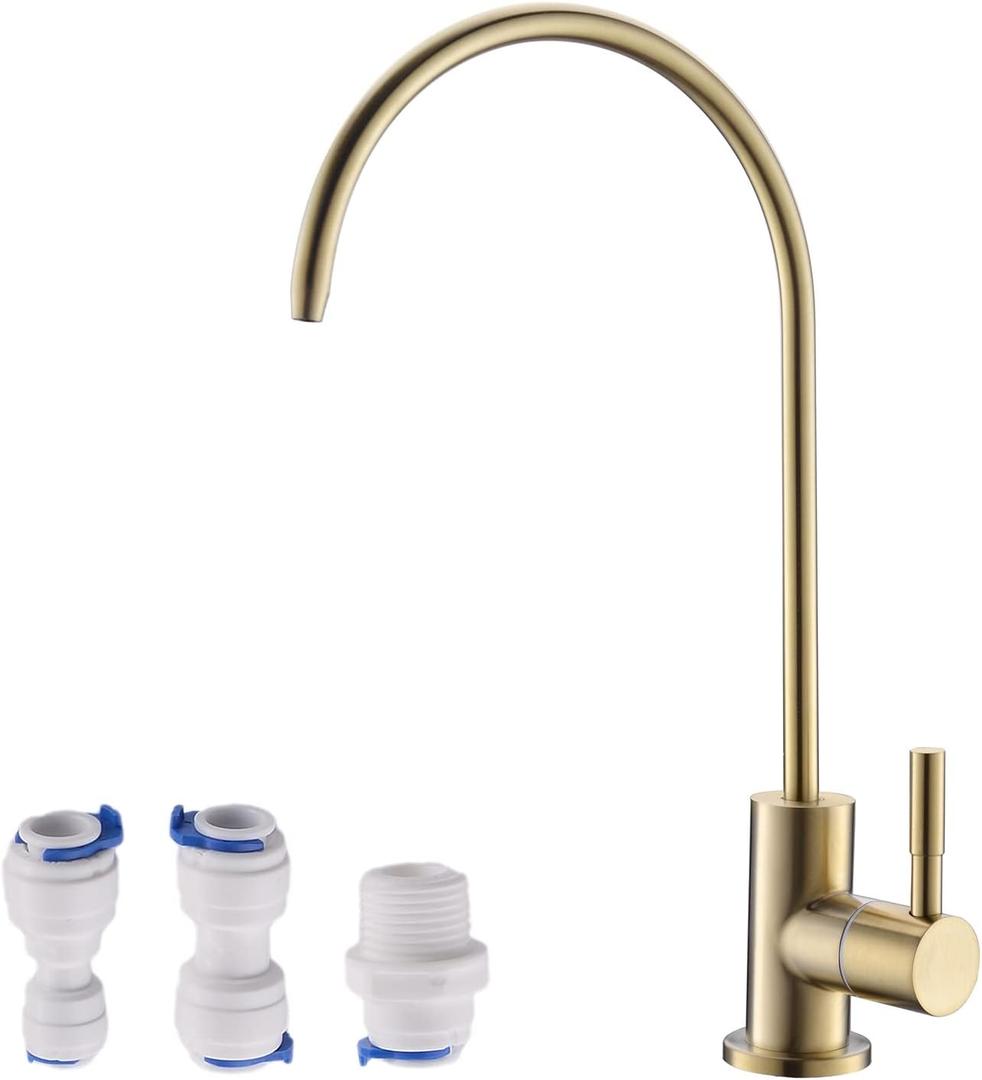Havin Gold Drinking Water Faucet,Brushed Gold Reverse Osmosis Faucet,Water Filter Faucet for Kitchen Sink Use,Beverage Faucet,Lead-Free Stainless Steel (Brushed Gold)