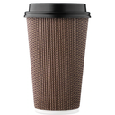 [85 SET]Harvest Pack 16 oz Disposable Coffee Cups, Insulated Ripple Double-Walled Paper Cups with Lids, Brown Geometric, Drinking Cups for Tea Hot Chocolate Drinks To go coffee cups