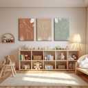 Wodkwq Nursery Wall Art Safari Animal Canvas Prints Boy Baby Room Decor Poster Toddler Room Decoration Minimalist Boho Jungle Painting Pictures Set of 3 for Kids Bedroom Bathroom 12x16in Framed