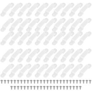 50 Pack LED Strip Mounting Clips - Waterproof Light Holder for 10mm Rope/String/Patio Lights, Clear Plastic Tape Clamps with 100 Screws, Outdoor Indoor Fixing Brackets