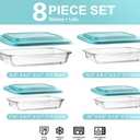 8-Piece Deep Glass Baking Dish Set with Plastic lids,Rectangular Glass Bakeware Set with Lids, Baking Pans for Lasagna, Leftovers, Cooking, Kitchen, Freezer-to-Oven and Dishwasher, Green