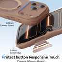 for iPhone 17 Pro Max Case for Women Girls with Stand,Compatible with MagSafe,Camera Control,Full Camera Protection, Cute Wave Magnetic Phone Case for iPhone 17 Pro Max,Brown