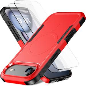 Magnetic for iPhone Air Case [Compatible with MagSafe] [Shockproof] [Heavy Duty Protection] Pocket-Friendly & Tough Non-Slip Protective Phone Cover for iPhone Air 6.5", Red