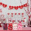 mdgfge Valentine's Day Paper Bags Heart Love Candy Paper Bags Party Favor with Tag Sticker Decals Red Black Candy Treat Present Wrapping Bags for Wedding Party Decor Supplies (12Pcs)