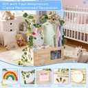 Wooden Baby Shower Crate Closet, Personalized Baby Shower Basket with Wreath & Hanger, Love at First Sight Sonogram Picture Frame, Easy Assembly Baby Clothes Storage Box for Pregnancy Gift
