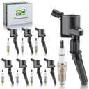 partszen DG508 Ignition Coil Pcak SP479 Spark Plug Fit for Ford F150 F250 F350 E150 E250 E350 Econoline Excursion Expedition for Lincoln Navigator 5.4L V8 DG457 DG472 DG491 (Set of 8)
