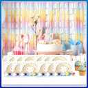 12 Pack Pre-Packaged Rainbow Party Favors, DIY Wooden Painting Kits for Rainbow Unicorn Birthday Decorations, Unicorns Goodie Bag Stuffers for Boys and Girls