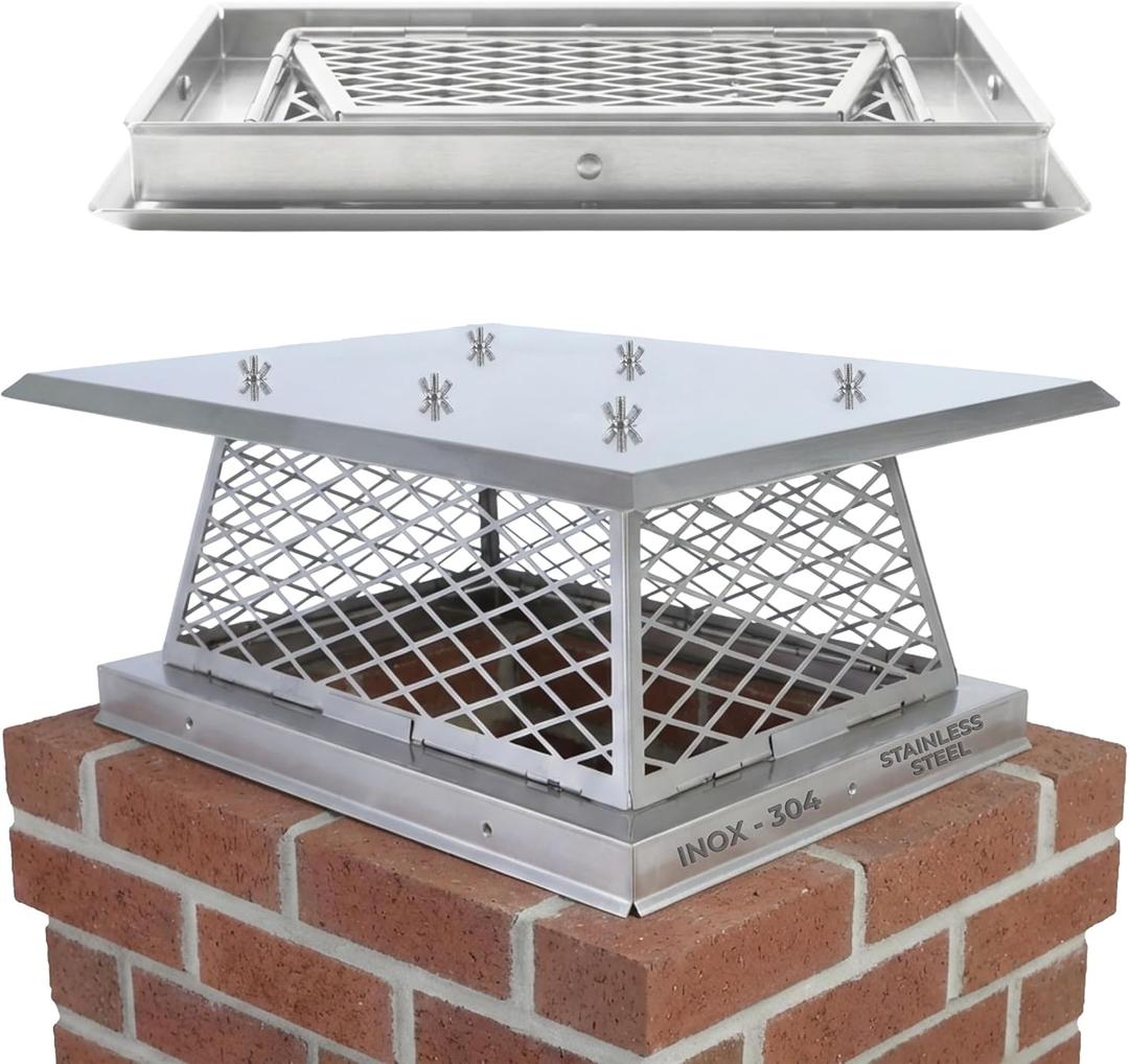 Single-Flue Stainless Steel Chimney Cap, Bolt-On, 13 x 18 in