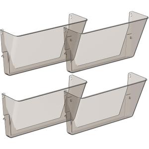 Clear Acrylic Single Pocket, Plastic Hanging Wall Mount File Holder for Office Home (Gray, 4 Pack)