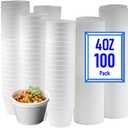 Mr Miracle 4 Ounce Foam Cup with Vented Lid in White. Hot and Cold Foods. For Ice Cream, Yogurt, Soup, Takeout, Carryout (100, 4 Ounce)
