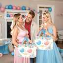 3 x Gender Reveal Gift Bag Blue Pink Boy or Girl Paper Bag with Wrapping Paper Card What Will Baby Be Party Decoration Ballon Treat Candy Bag for Baby Shower Gender Reveal Birthday Party Supplies