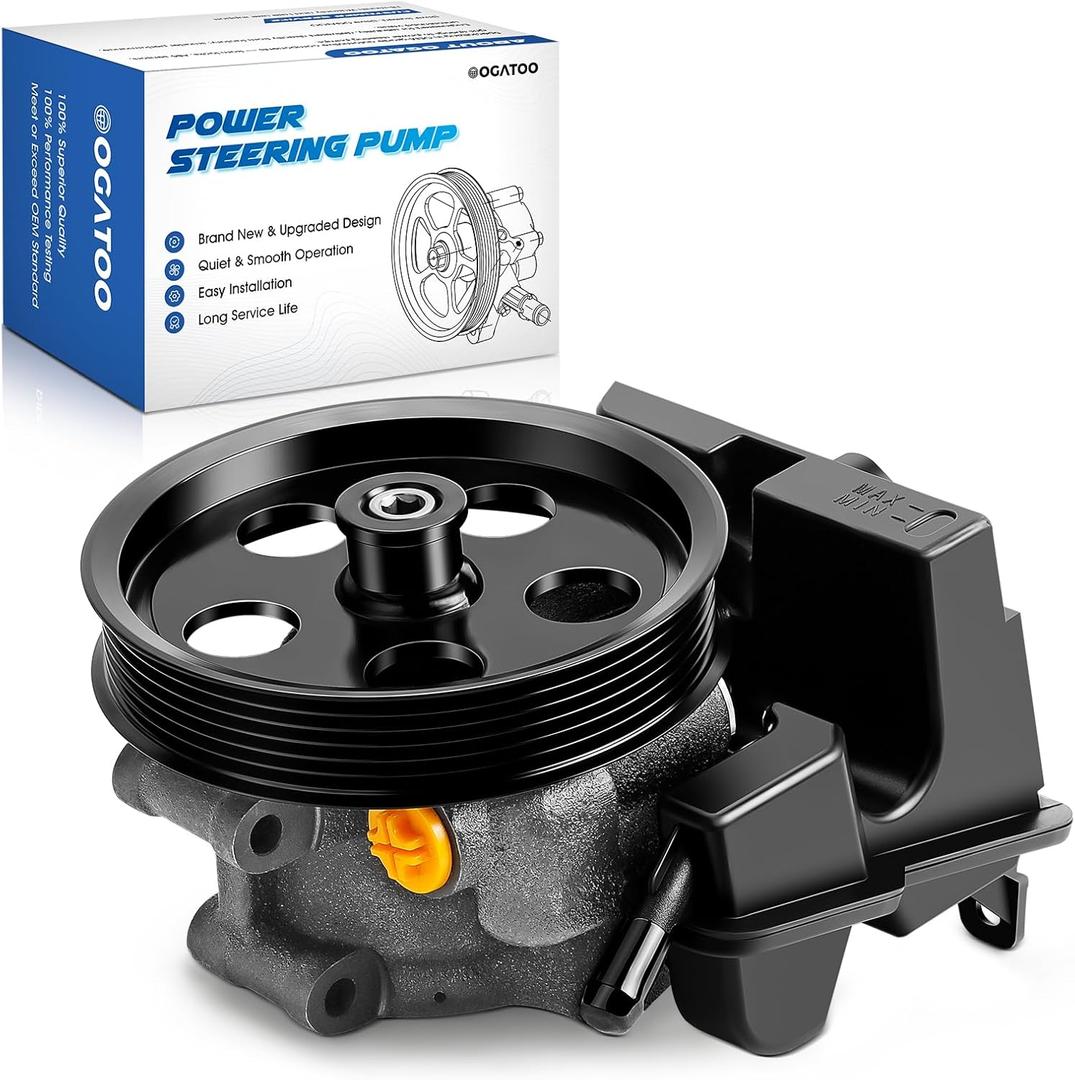 Power Steering Pump with Pulley and Reservoir Fits for Ford Focus 2006 2007 2008 2009 2010 2011, 2.0L 2.3L 2.5L, Transit Connect 2010-2011 Replaces 20-326, 6S4Z3A674A, N7120153 Power Assist Pump