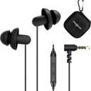 Sleep Earbuds, Hearprotek 2 Pairs Ultra Soft Lightweight Silicone Sleeping Earphone Headphones with Volume Control and mic for Side Sleeper, Snoring, Air Travel, Relaxation (Black)