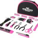 89 Piece Pink Tool kit, Ladies Hand Tool Set with Easy Carrying Round Pouch Household Tool Kit Perfect for DIY, Home Maintenance and Dorm Repair