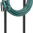 TomCare Garden Hose Holder 4 Spikes Garden Hose Reel Hose Stand Upgraded Water Hose Storage with Tool Hooks Garden Hose Hanger Organizer Holds 160ft Hoses for Outside Yard Lawn, Black