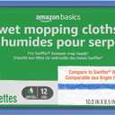 Amazon Basics Wet Mopping Cloth Refills, 12 Count (Fits Swiffer Sweeper Mop Heads)