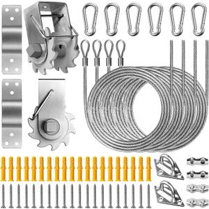 Duerer Sun Shade Sail Hardware Kit Winch Set 60pcs for Rectangle Triangle Sun Shade Sails Canopy Installation Stainless Steel Accessories for Outdoor Garden Patio(2 * Ratchet Winch + 4* 6.6ft Cables)