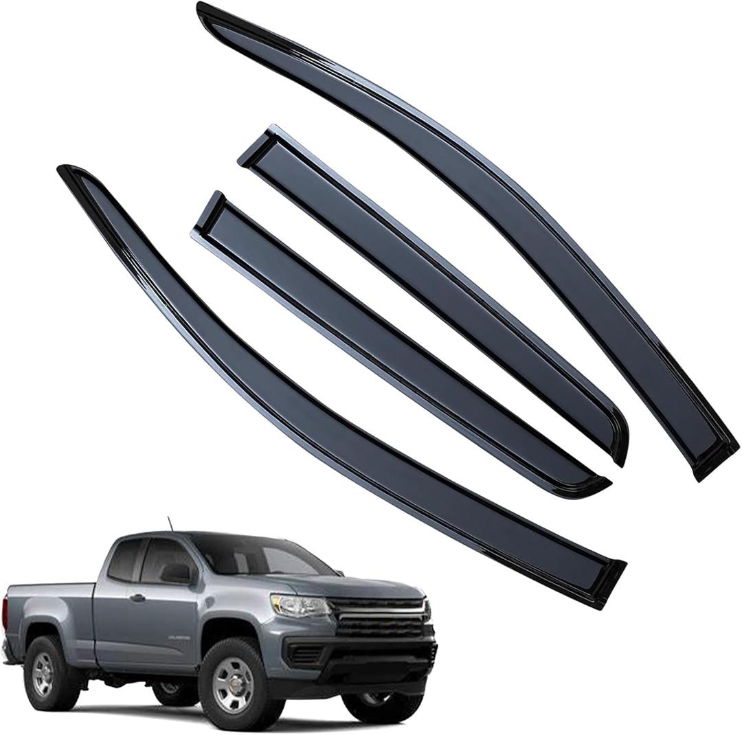 Accessories for Chevy Colorado Rain Guards 2022 2021 2020 2019 2018 2017 2016 2015 Window Visors Shades Extra Durable Tape-on Side Window Deflectors 4pcs Set