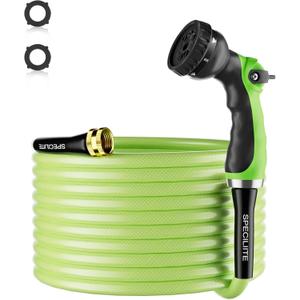 SPECILITE Flexible Garden Water Hose 25 Ft, Heavy Duty, Lightweight and Leak-Proof Pipe 1/2 In, 3/4" Brass Swivel Fittings,Burst 600 PSI, Non-Expandable, Kink-Proof, For Car, Yard, Outdoor, Lawn