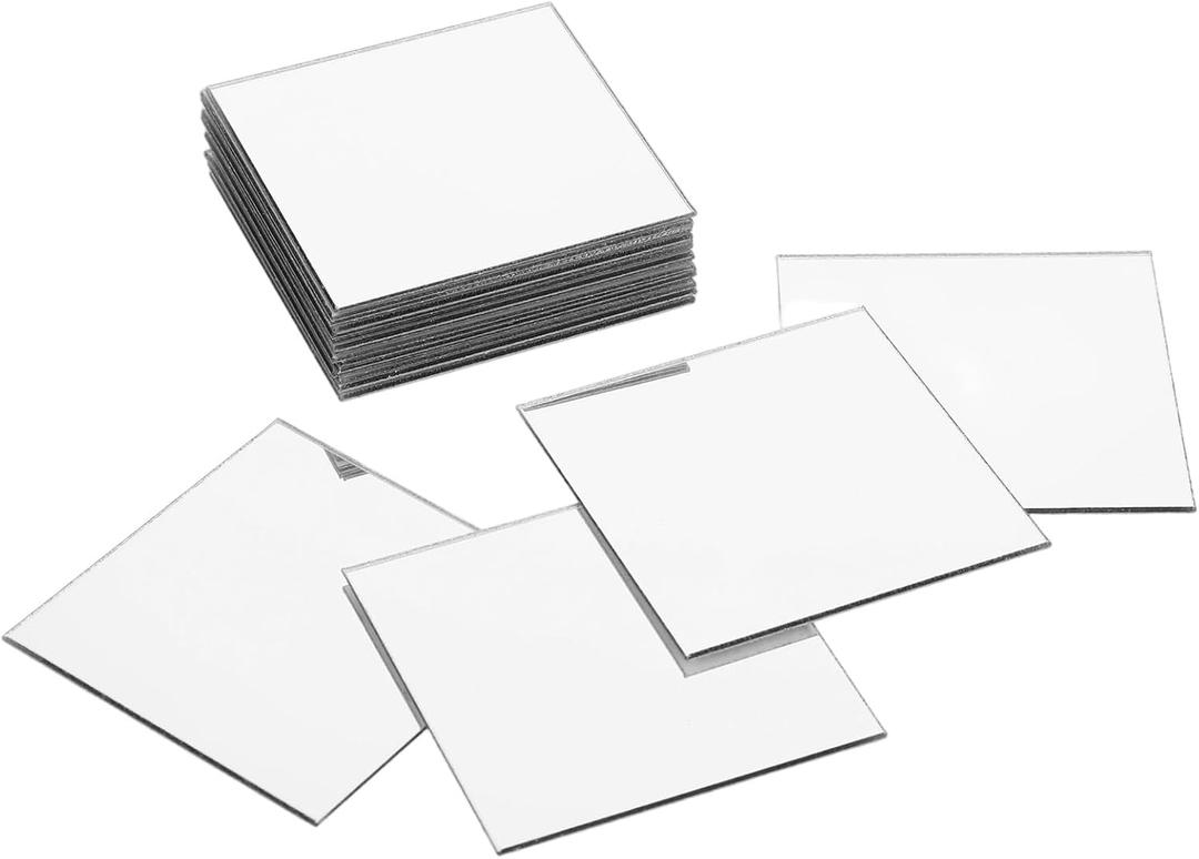 40 Pcs Small Mirrors for Crafts 2 x 2 Inch Mini Square Mirrors Acrylic Mirror Wall Stickers for DIY Item Craft Projects Wall and Table Decoration Arts and Crafts Supplies