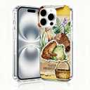 for iPhone 16 Pro Max Case, Collage Cases for iPhone 16 Pro Max, Scratch Resistant Shockproof Cover, Aesthetic Clear Phone Cover, Frog Cases, Frogs and Mushroom Collage DesignB105