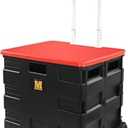 MaxWorks 50830 Collapsible Black Rolling Folding Dolly Cart for Teachers - Multi-Functional Teacher Dolly with Extra Storage, Durable Wheels, and Easy-to-Fold Design for Classroom, Office, Shopping