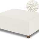 NeColorLife Velvet Ottoman Cover Rectangle Storage Ottoman Slipcover Thick Stretchable Footrest Stool Covers with Elastic Band for Ottoman(Medium Size,Off White) (M Length: 31"-34",Width: 31"-43")