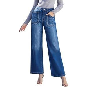 Queenwin Women's Wide Leg Sweatpant Jeans Y2k Baggy Loose Trouser Jeans High Waisted Stretch Denim Pants L